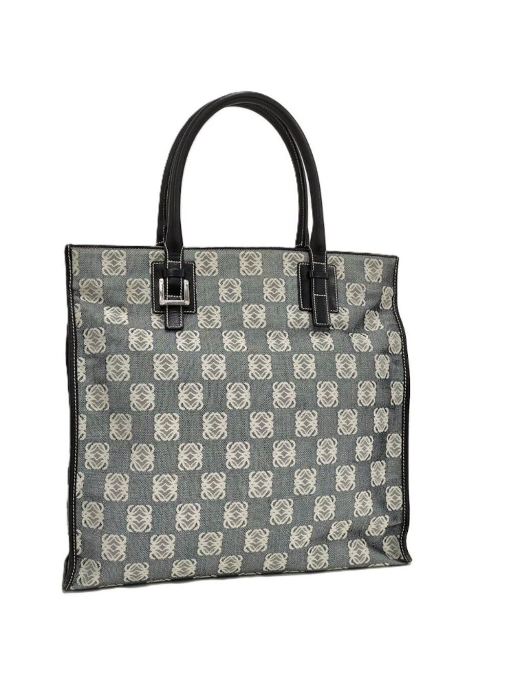 Loewe Tote Bag Anagram Canvas Leather Black Gray
